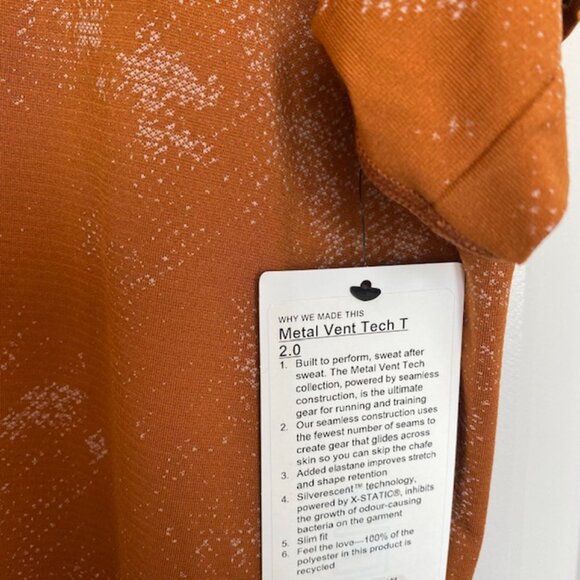 Lululemon Men’s XXL Metal Vent Tech Short Sleeve T-Shirt 2.0 Burnt Orange NWT - Picture 4 of 8